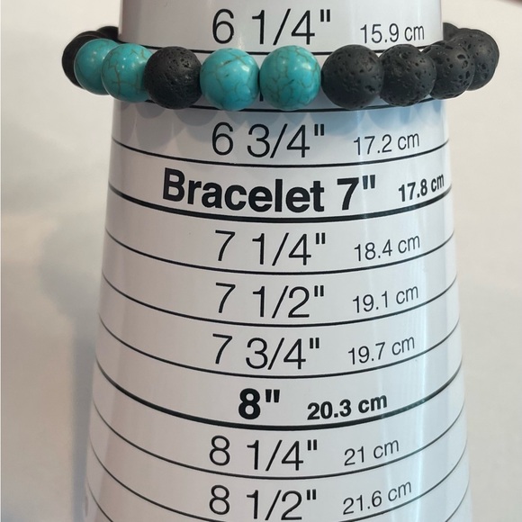 Lava Stone and Turquoise Colored Beaded Bracelet - Picture 4 of 6